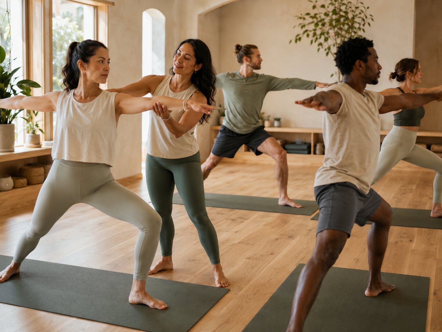 A class in a yoga studio